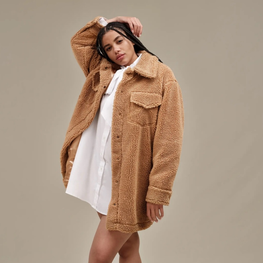 UGG Frankie Uggfluff shirt jacket camel NWT